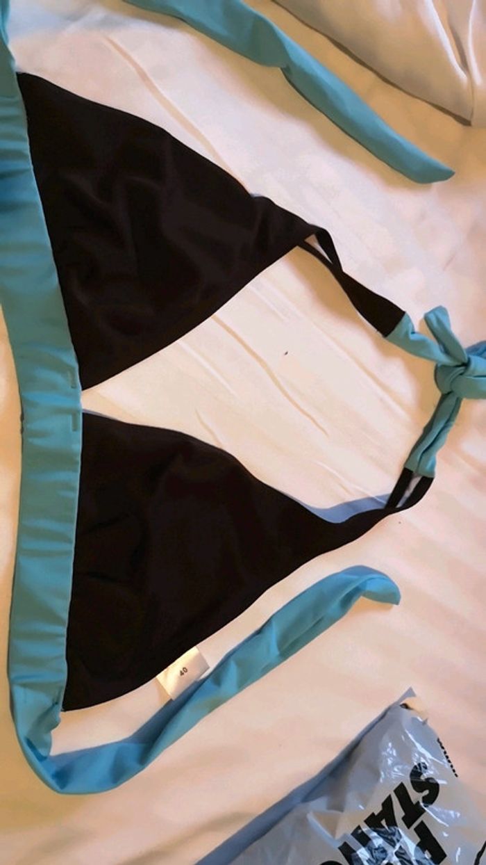 Maillot de bain 2 pièces brun et bleu clair. - photo numéro 3