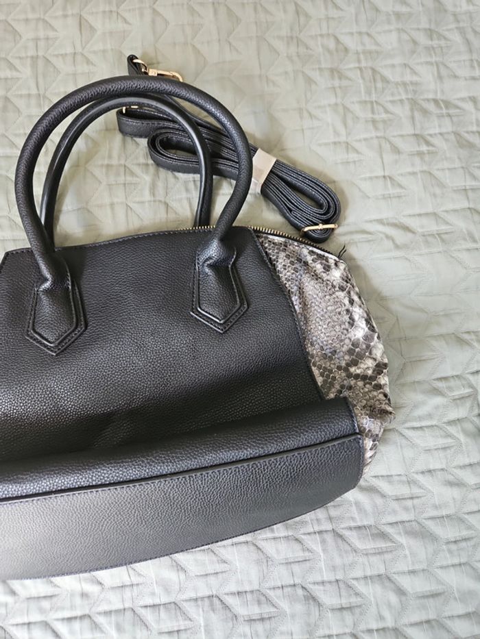 Sac à main serpent et noir - photo numéro 5