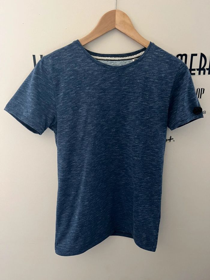 T-shirt bleu navy col rond manches courtes polycoton Esprit - photo numéro 3
