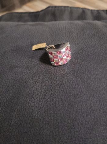 Bague en argent rose et blanche brillante taille 54