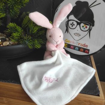 Doudou Baby Nat Lapin Rose Mouchoir Blanc Marron Bn957 #geektradedoudou