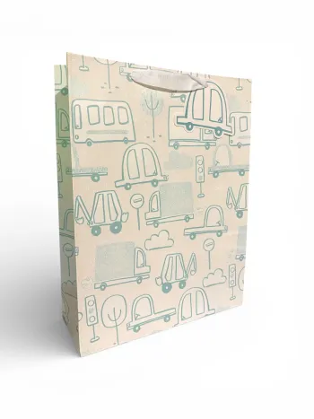 Sac cadeau Mikirei Motif Circulation Pailleté Bleu Turquoise 32 x 42 x 11,5 cm Neuf