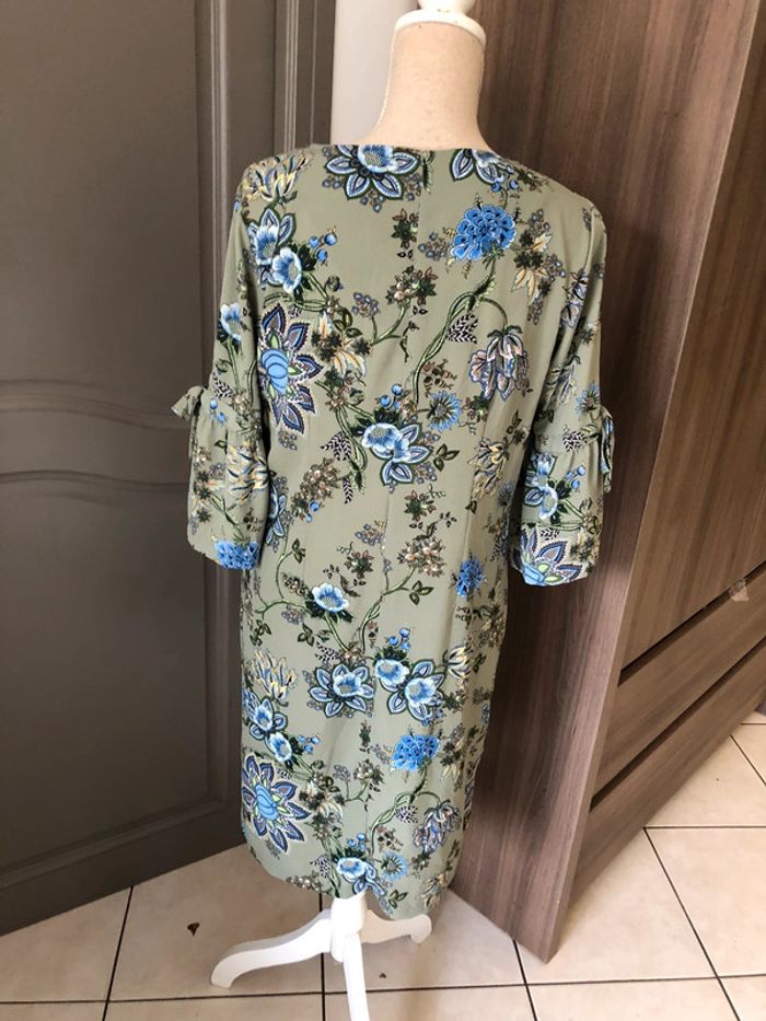 Robe chic taille 42 vert amande bleu impeccable - photo numéro 4