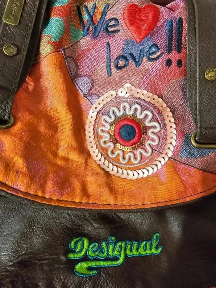 Sac Desigual Luna Patch Rojo - Coloré & Bohème - Très Bon État - photo numéro 3