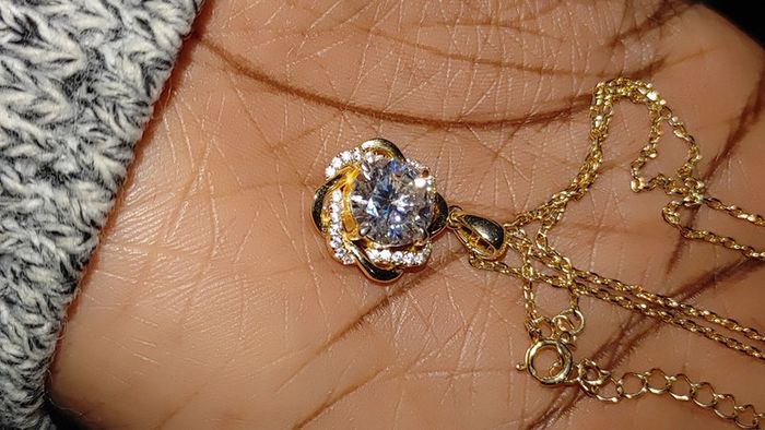 Collier en argent véritable plaqué or pendantif moissanite 3 carats - photo numéro 4