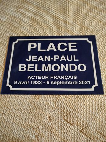 plaque publicitaire motif place jean paul belmondo neuf
