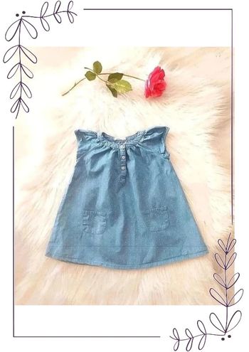 💖 Robe manches courtes en coton jean fin à petits pois Bout'Chou taille 12 mois