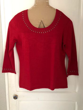 AN39- Pull rouge fantaisie « armand thiery » T4 (44-46) peu porté