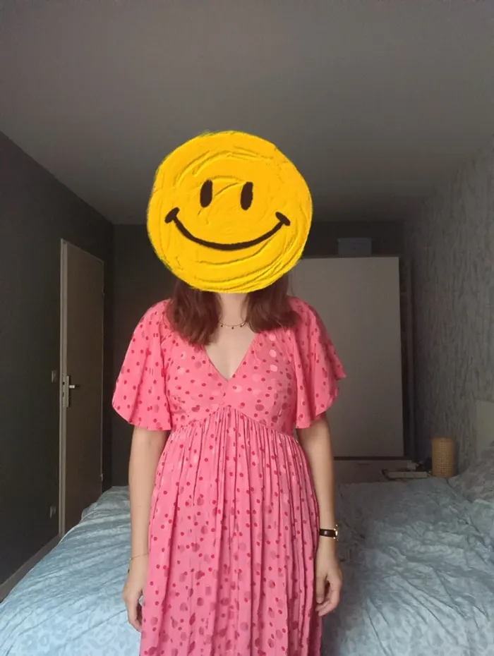 Robe rose longue à pois dos ouvert Make My Lemonade Taille 38 En très bon état