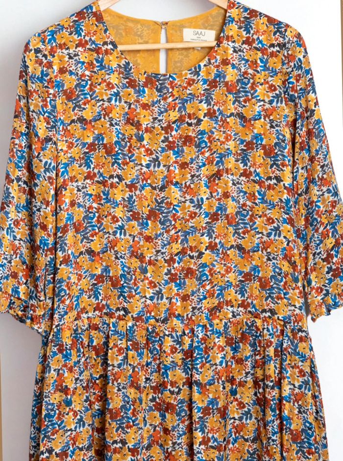 Robe fleurie jaune SAAJ Paris Taille 36 - photo numéro 5