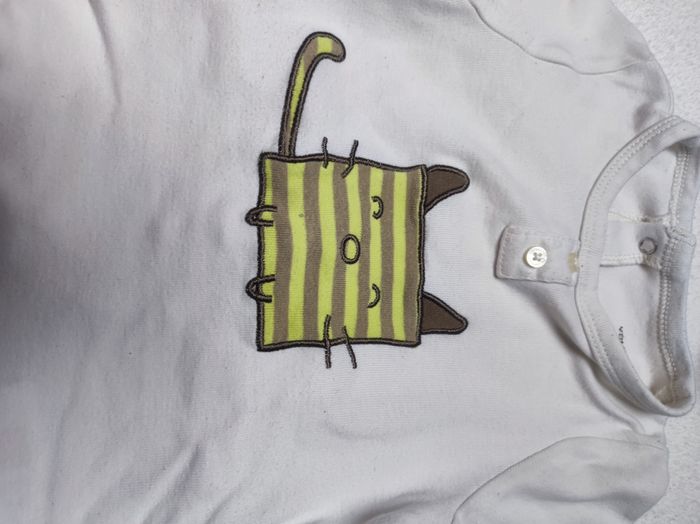 Pyjama été blanc motif chat mixte -  Taille 3 mois - Vertbaudet - photo numéro 3