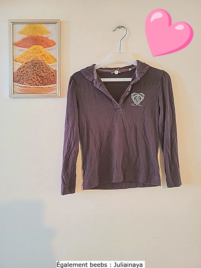 T shirt marron a manches longues "River Woods" taille 8 ans