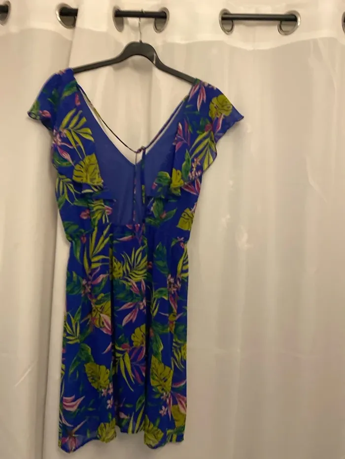 Robe d’été fluide tropicale bleue – taille S - photo numéro 3