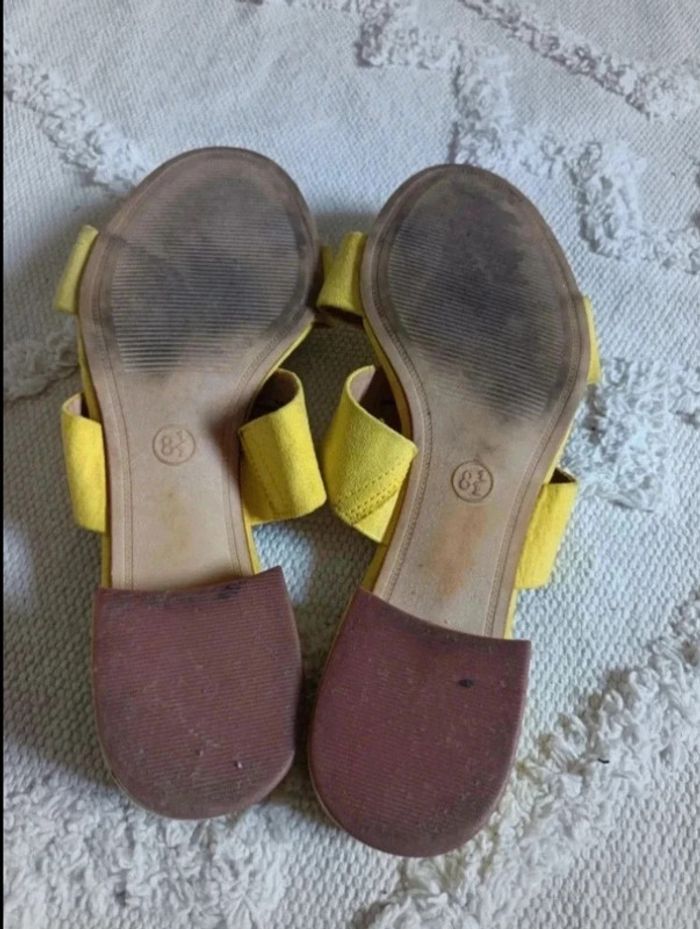 Sandales mules talonnettes jaune citron - photo numéro 4