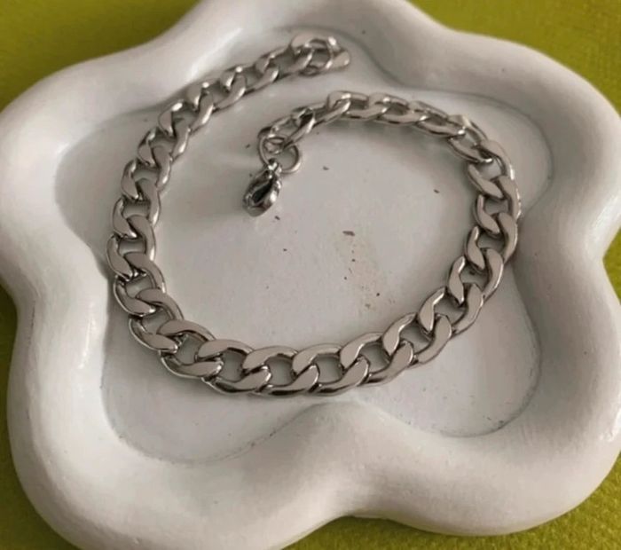 Bracelet cubain mixte en acier titane argenté 19 cm - photo numéro 2