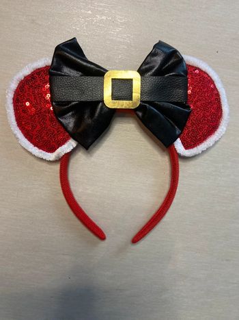 Serre tête oreille de Minnie mère noël à sequin, paillettes