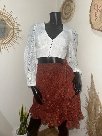 Jupe style portefeuille à nouer camaïeu paillette