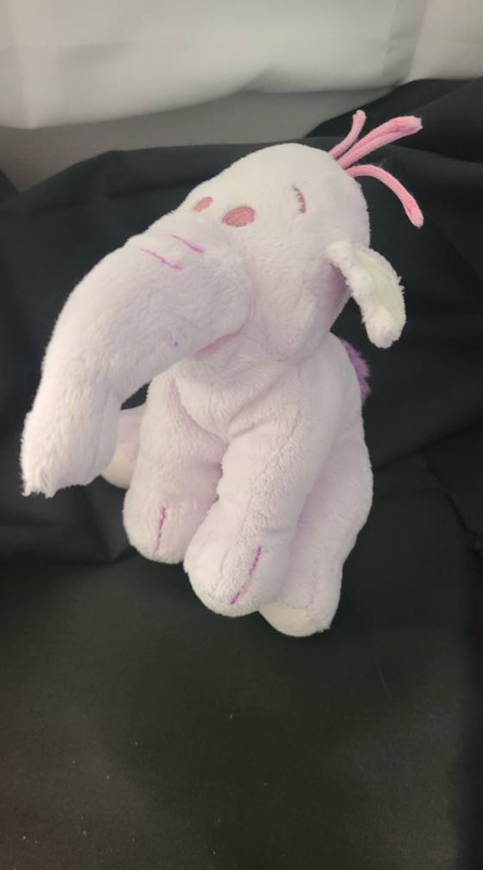 DOUDOU PELUCHE LUMPY ELEPHANT DISNEY NICOTOY 13cm assis oreille blanc - photo numéro 3