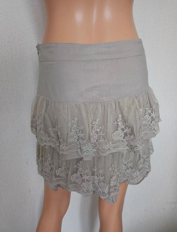 Mini jupe taupe avec dentelle T36 J*8 - photo numéro 5