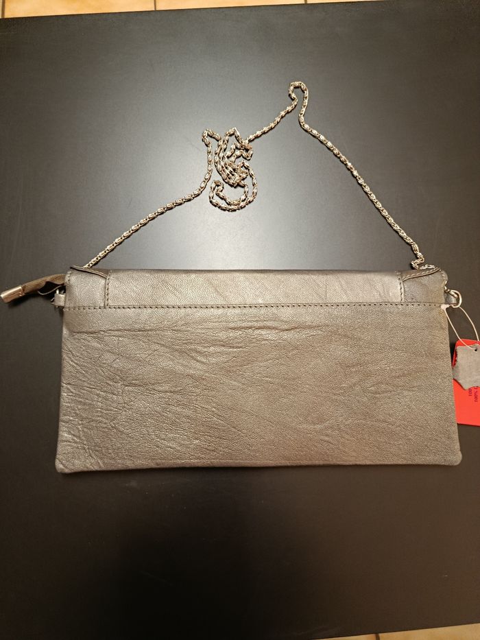 Pochette en cuir gris argenté - Howards - photo numéro 2