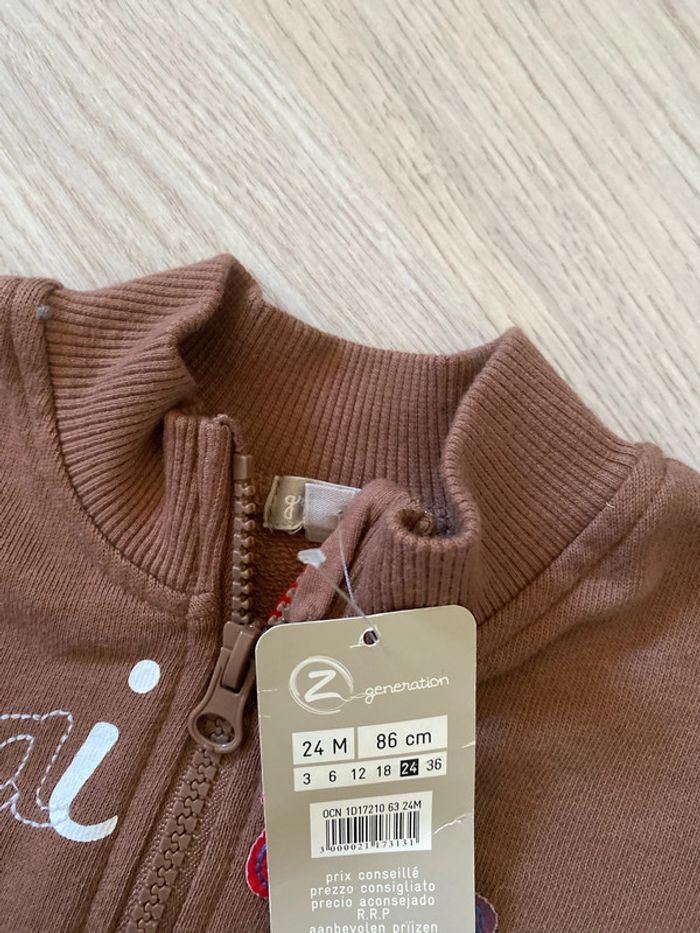Gilet Sweat zippé grain de blé taille 24 mois 2 ans Neuf - photo numéro 5