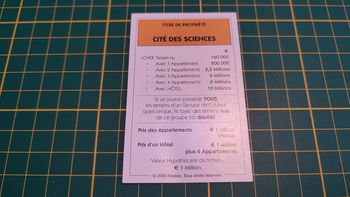 Titre de propriété Cité des sciences Monopoly Et si le Monopoly était inventé aujourd'hui #C22