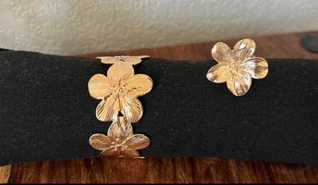 Bracelet et bague fleur inox