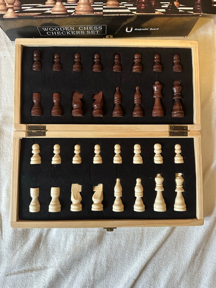 Jeu d’échecs magnétique en bois – Plateau pliable 29 cm - photo numéro 3