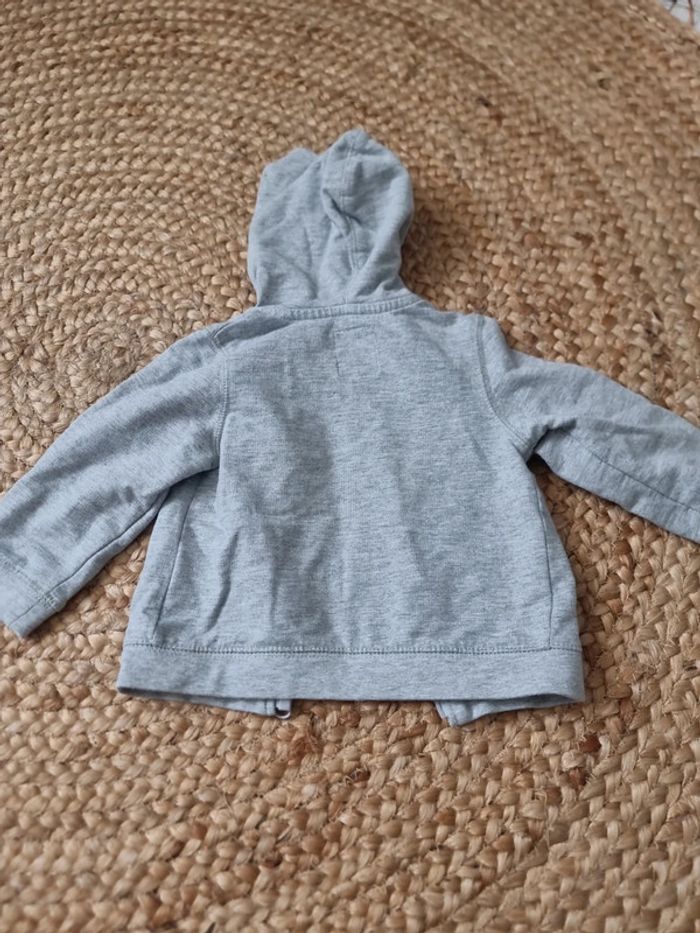 Veste sweat zippé grise grain de blé 6 mois - photo numéro 5