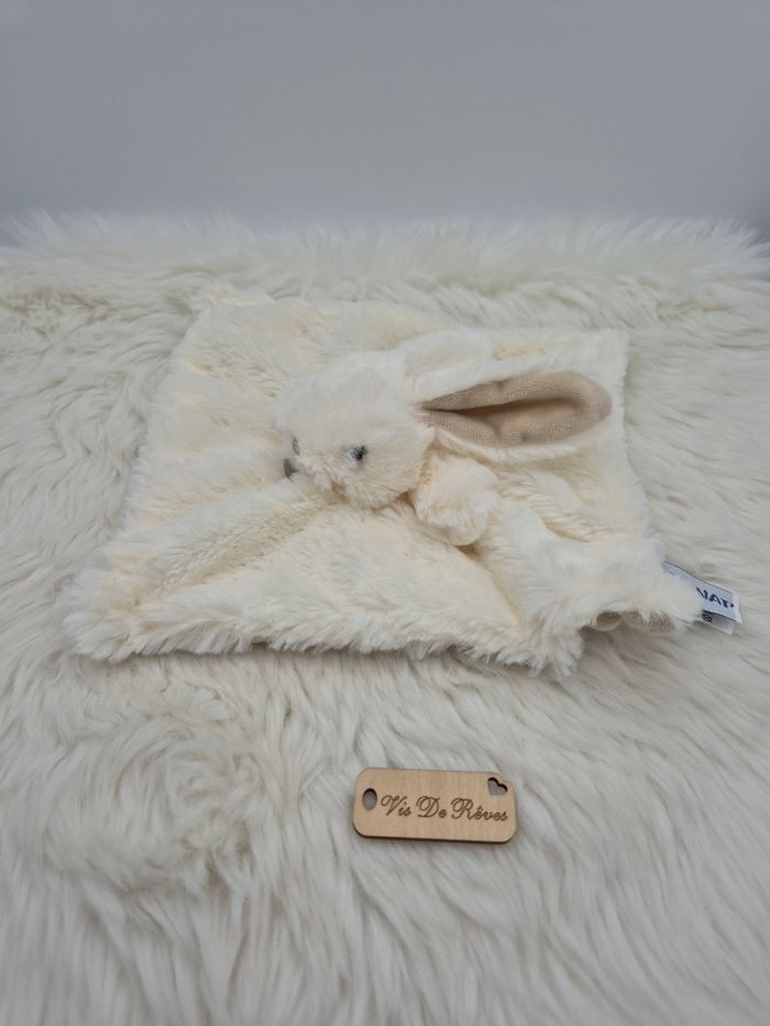 Doudou plat carré lapin Flocon Baby Nat BN051 - photo numéro 2