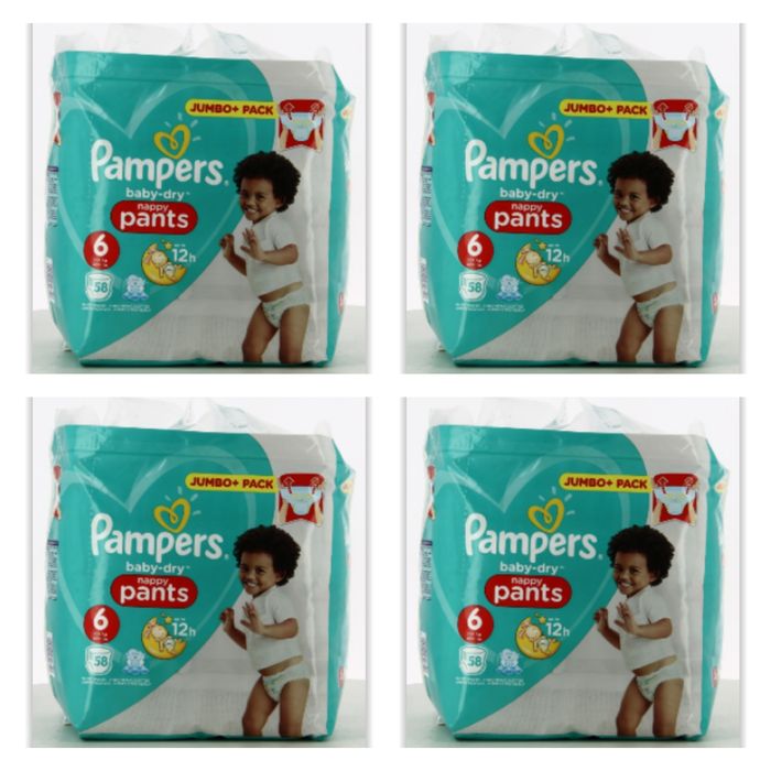 Lot de 232 Couches Pampers Baby Dry Pants 14-19KG Taille 6 Neuf