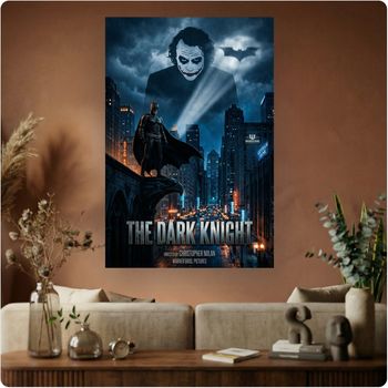 Affiche film culte “The Dark Knight” poster cinéma Batman Joker déco murale A3 Sans cadre