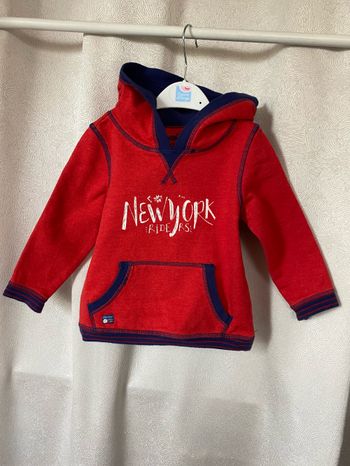 Pull sweat à capuche rouge et bleu marine 2 ans Sergent Major