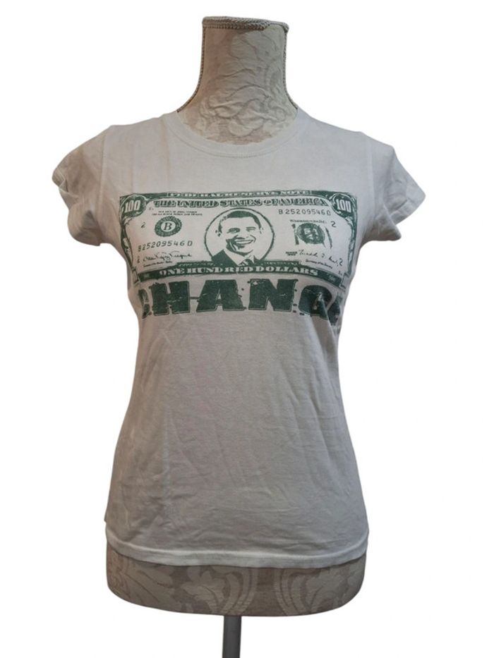 Tee shirt blanc vert Obama états unis Amérique usa fanshirt taille M 38