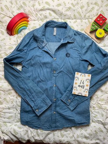chemise manches longues en jean bleu 14 ans NPO