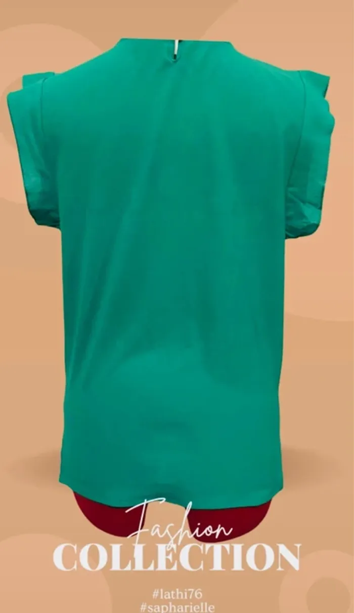 Lot 3 blouses élégantes manches courtes avec volants M/38 - photo numéro 7