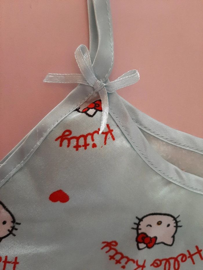 Ensemble chemise de nuit et peignoir Hello Kitty bleu ciel taille 14ans - photo numéro 3