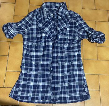 Chemise à manche courte a carreaux p  bleu et blanc  etam 42