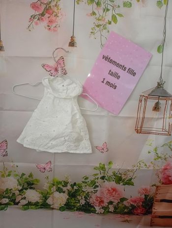 Chemise fille Marese blanc taille 1 mois / 56 cm