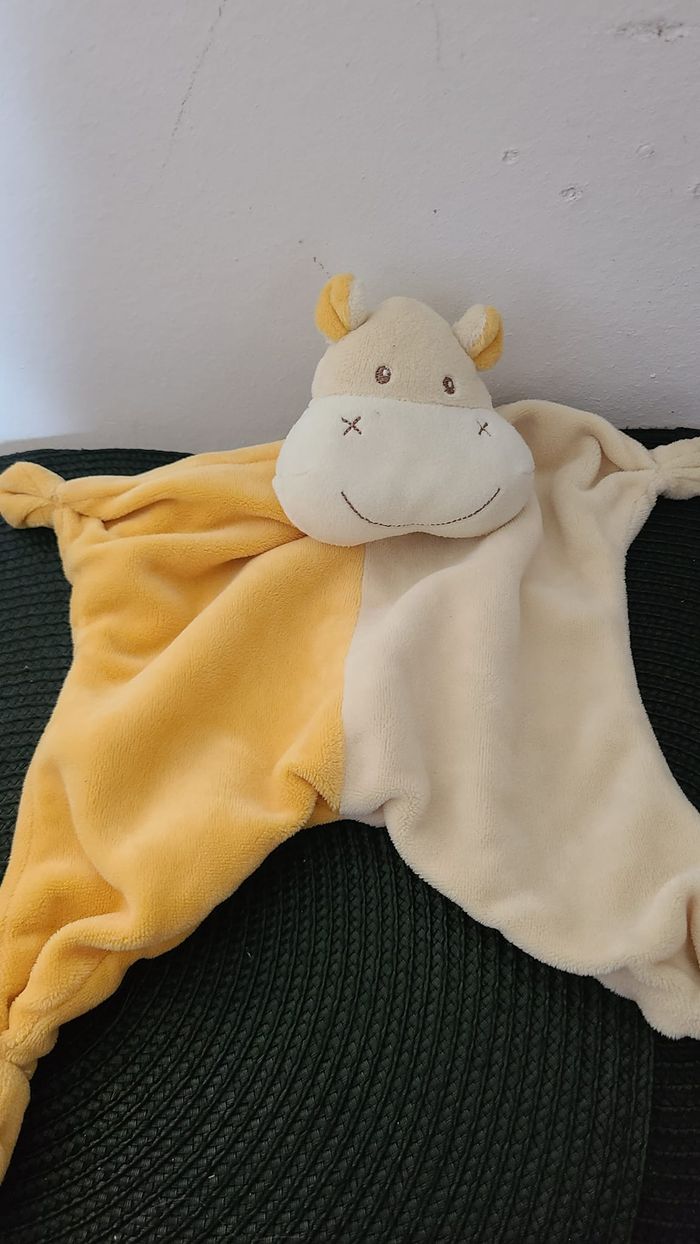 Doudou plat hippopotame orange jaune PARADISE TOYS - photo numéro 3