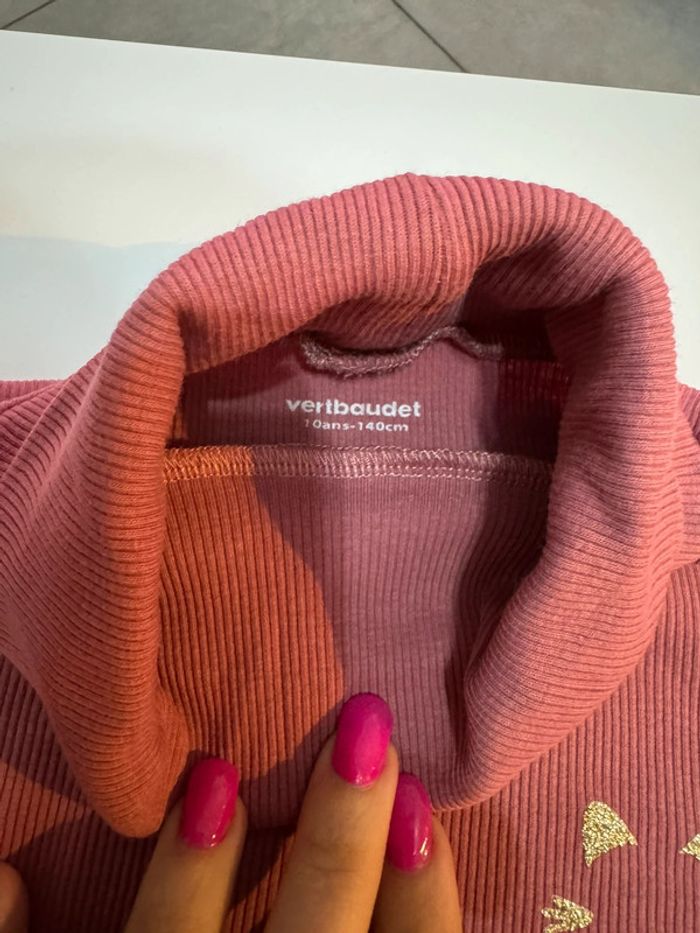 Pull col roulé rose 10 ans - photo numéro 3