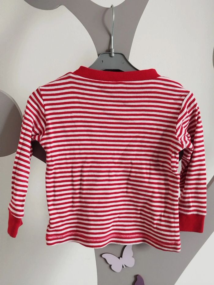 Pull léger marinière rouge et blanc taille 24 mois - photo numéro 2