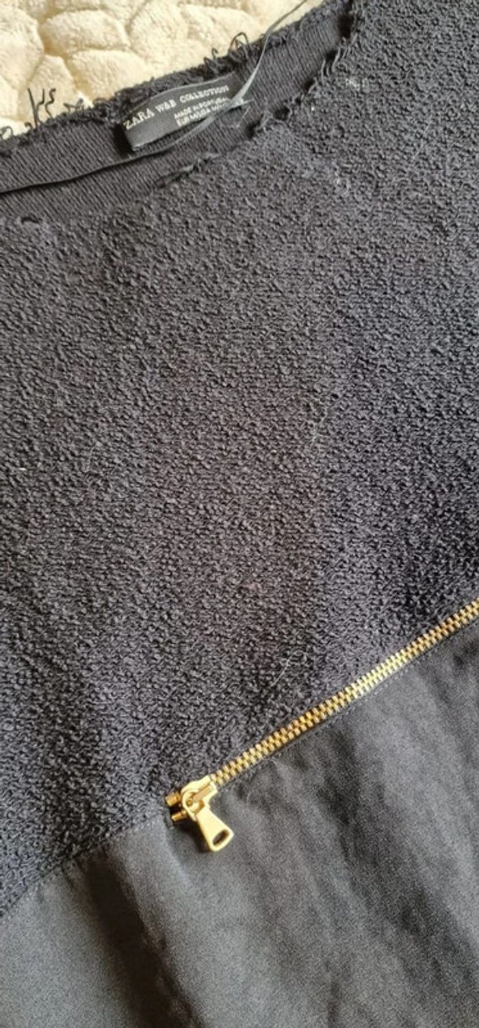 Blouse Zara à manches longues noire bi-matière taille S - photo numéro 3