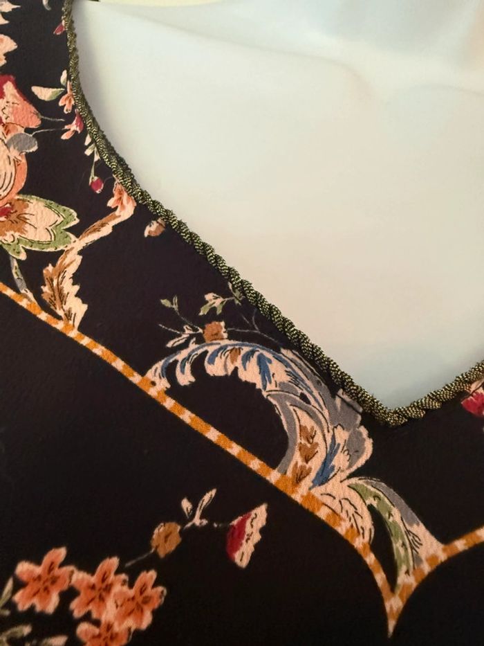 Blouse manches 3/4 noire fleurie Promod - photo numéro 6