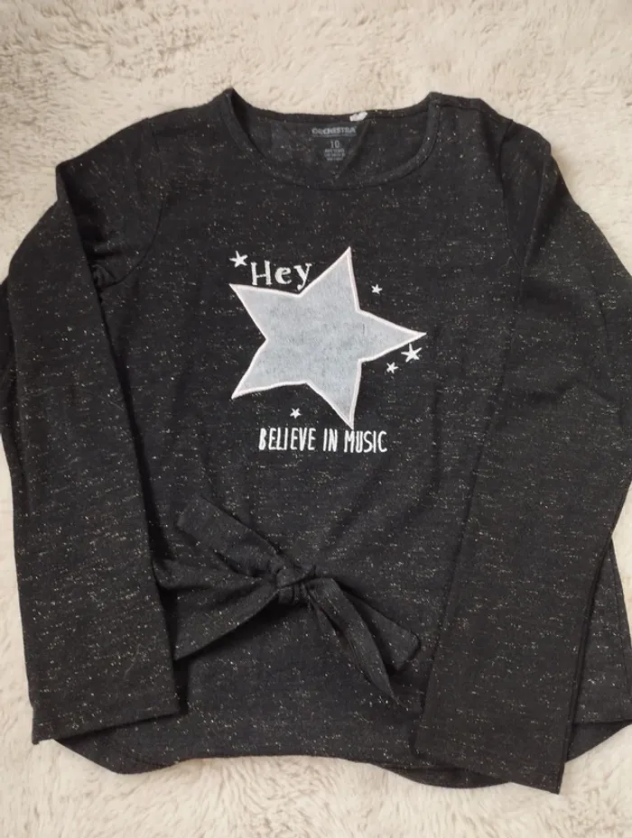Tee shirt noir pailleté orchestra 10 ans