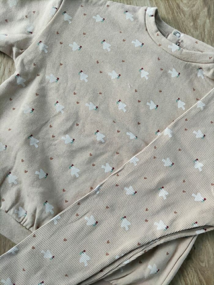 Ensemble sweat et legging beige imprimé oiseaux Kiabi 36 mois - photo numéro 2