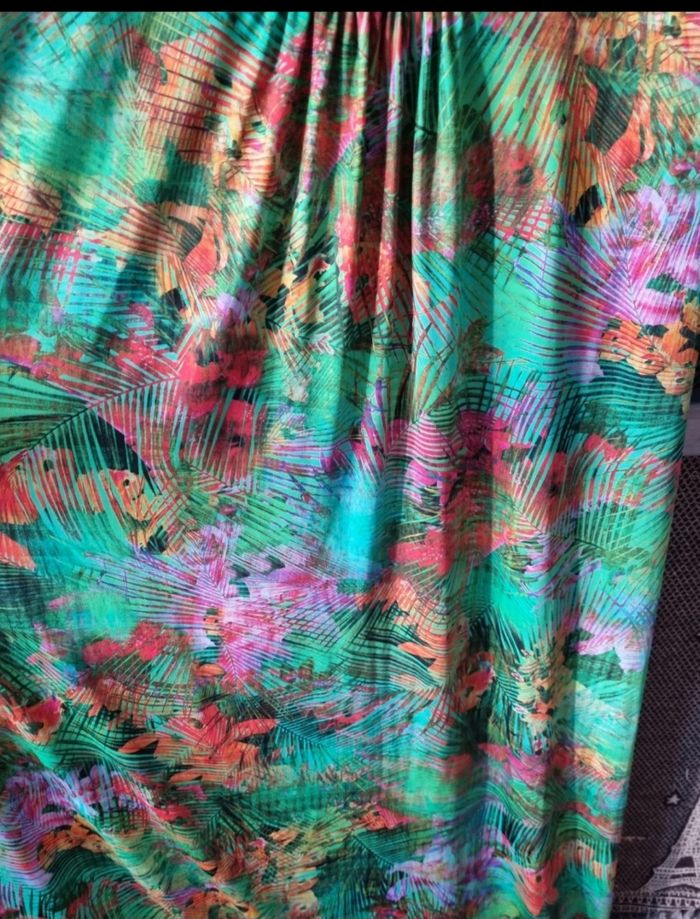Robe longue d'été verte à motifs tropical taille 46-48 - photo numéro 3
