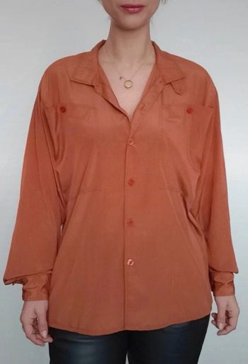 Chemise en soie douce chic marron taille unique