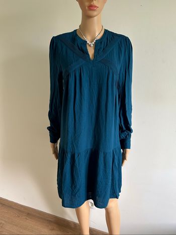 Robe bleue canard à manches longues Caroll taille M TBE