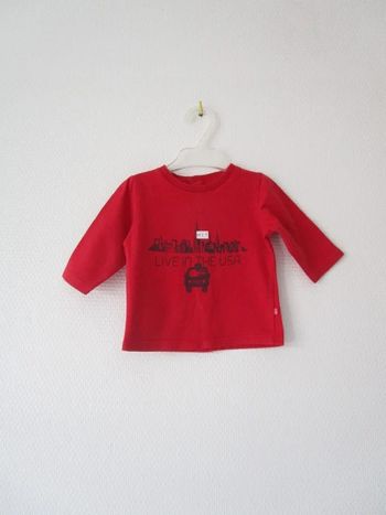T-shirt rouge Obaïbi 3 mois TBE